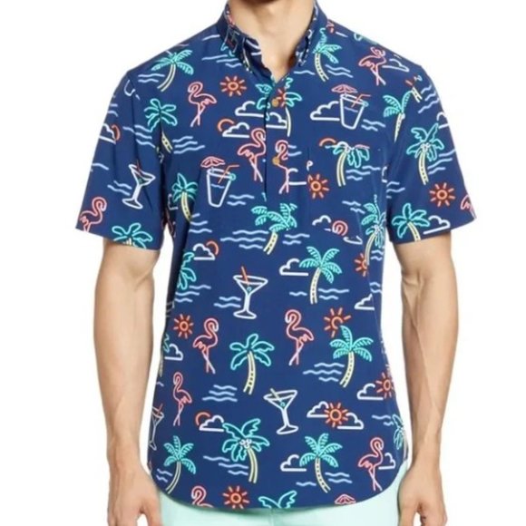 NWT Chubbies The One Man Wolf Pack Friday Shirt Blue Neon Men's Size - Picture 2 of 4